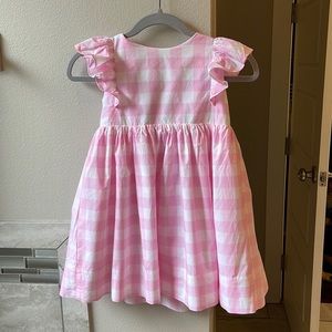 Pink and white gingham girls dress